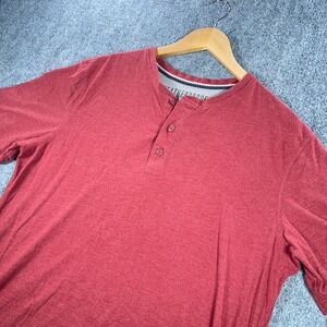 Weatherproof Vintage The Vintage Henley Shirt Mens L Red Short Sleeve #AB975
